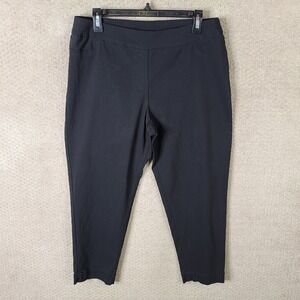 Soft Surroundings Pants Womens PL‎ Black Pull On Stretch Capri Pull On Ponte